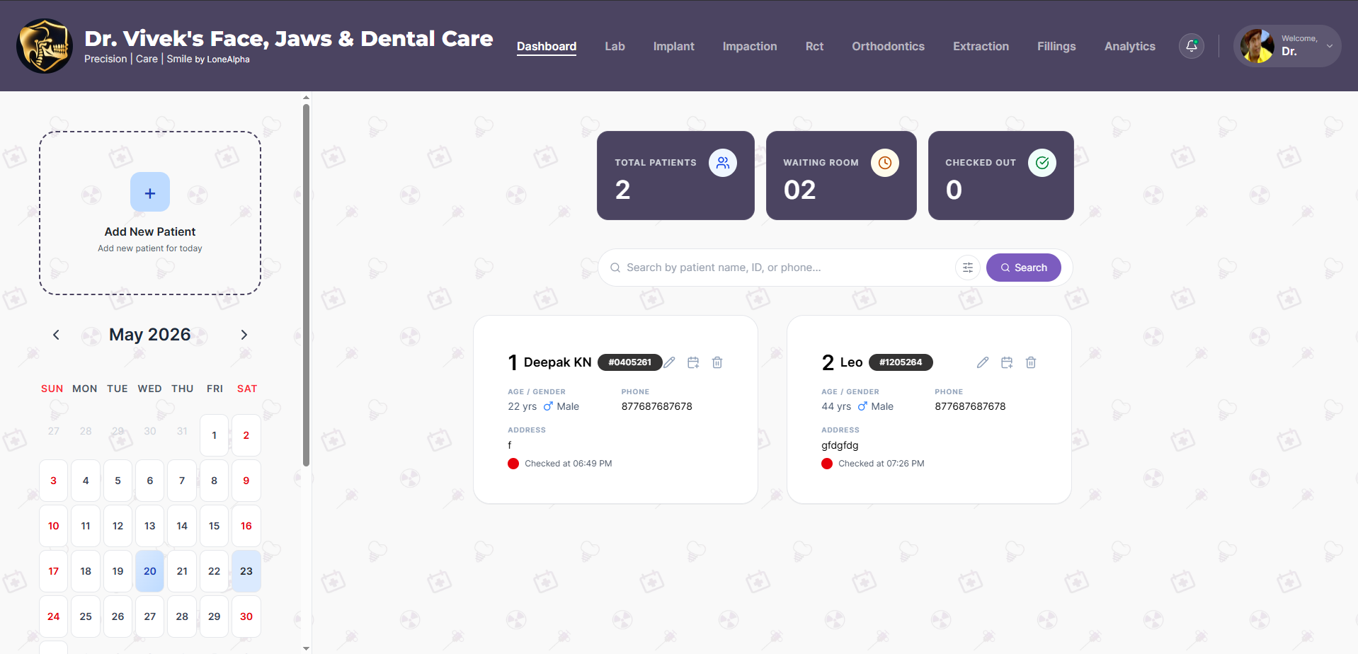 Dental App Screen